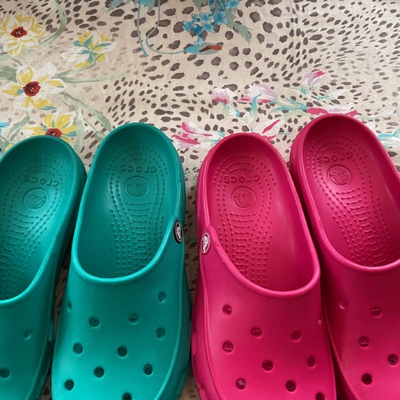 CROCS Women's Mules - Teal and Pink - Picture 4 of 5